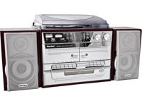 Karcher KA 320 Stereoset CD, Cassette, Middengolf, Platenspeler, SD, USB, FM 2 x 2 W Hout, Zilver