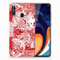 Silicone Back Case Samsung Galaxy A60 Angel Skull Rood