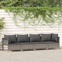 4-delige Loungeset met kussens poly rattan grijs