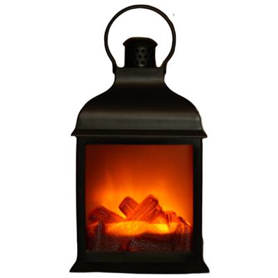 Sfeerhaard/open haard lantaarn zwart met led verlichting L15 x B12 x H23,5 cm Sfeerhaard/open haard lantaarn zwart met led verlichting L15 x B12 x H23,5 cm