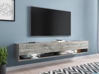TV-meubel ACAPULCO 2 klapdeuren 180 cm grijze ribbec zonder led
