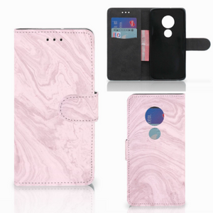 Motorola Moto G7 Play Bookcase Marble Pink - Origineel Cadeau Vriendin