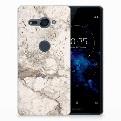 Sony Xperia XZ2 Compact TPU Siliconen Hoesje Marmer Beige Sony Xperia XZ2 Compact TPU Siliconen Hoesje Marmer Beige
