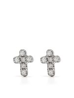 Djula boucles d'oreilles Cross en or rose 18ct ornées de diamants - thumbnail