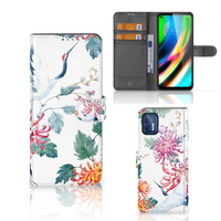 Motorola Moto G9 Plus Telefoonhoesje met Pasjes Bird Flowers