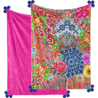 Plaid Hapiness Polyester Nr.8057 - Multi - 150x200cm - Bloem Maat: 150x200cm