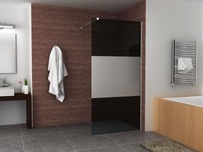 Mueller Slimline 100cm douchewand rookglas met schaamband 8mm NANO glas Mueller Slimline 100cm douchewand rookglas met schaamband 8mm NANO glas
