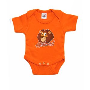 Holland met cartoon leeuw oranje romper EK/ WK supporter voor babys