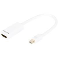 Digitus DB-340404-001-W HDMI / Mini-displayport Adapter [1x Mini-DisplayPort stekker - 1x HDMI-bus] Wit Rond, Afgeschermd (dubbel) 15.00 cm