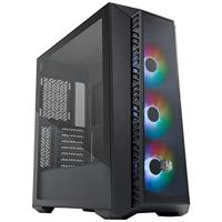 Cooler Master MasterBox pc behuizing - Mid-Tower ATX-chassis,3 ventilatoren, verschillende luchtstroom configuraties, mesh voorkant & zijpaneel van gehard glas, ARGB-controller - zwart