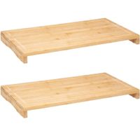 2x Stuks grote snijplank/serveerplank op pootjes rechthoek 52 x 28 cm van bamboe hout