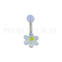 Navelpiercing acryl bloem lichtblauw-geel