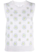 Barrie Top met geborduurde bloemen - Grijs