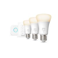 Philips Hue White Starter Pack E27 met 3 lampen, dimmer + Bridge - thumbnail