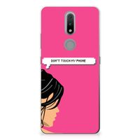 Nokia 2.4 Silicone-hoesje Woman Don't Touch My Phone - thumbnail