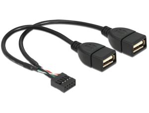 Delock USB-kabel USB 2.0 Shrouded header 8-polig, USB-A bus 0.20 m Zwart UL gecertificeerd 83292