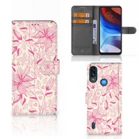 Motorola Moto E7i Power | E7 Power Hoesje Pink Flowers - thumbnail