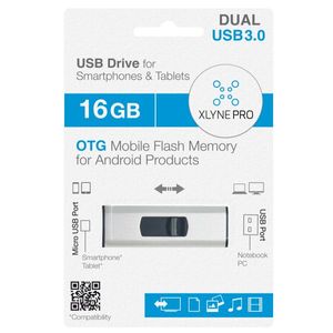 xlyne Pro OTG USB flash drive 16 GB USB Type-A / Micro-USB 3.2 Gen 1 (3.1 Gen 1) Zwart, Zilver