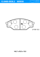 Remblokkenset, schijfrem ATE, u.a. für Toyota, VW