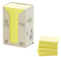 Post-it Recycled notes, 100 vel, ft 38 x 51 mm, geel, pak van 24 blokken