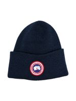 Canada Goose Kids bonnet en laine à patch logo - Bleu