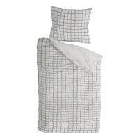 Byrklund Crossing Blocks Dekbedovertrek - 1-persoons (140x200/220 Cm + 1 Sloop) - Katoen - Wit / Antraciet