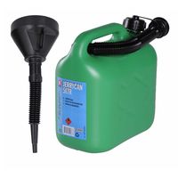 Jerrycan groen voor brandstof van 5 liter met een handige grote trechter - thumbnail