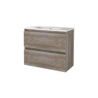 Badmeubelset Aquasplash Salt 80x39 cm Greeploos 2 Lades Met Wastafel 1 Kraangat Scotch Oak Aquasplash