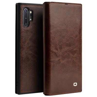 Qialino - echt lederen luxe wallet hoes - Samsung Galaxy Note 10 Plus - Bruin