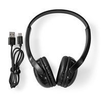 Nedis HPBT4000BK hoofdtelefoon/headset Bedraad en draadloos Hoofdband Muziek/Voor elke dag USB Type-C Bluetooth Zwart - thumbnail