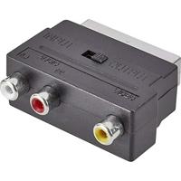 Speaka Professionele SP-7870340 RCinch/SCART adapter [3X RCA-aansluiting - 1x SCARTstekker] zwart met schakelaar
