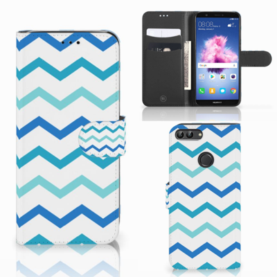 Huawei P Smart Telefoon Hoesje Zigzag Blauw