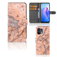 OPPO Reno8 Bookcase Marmer Oranje - thumbnail