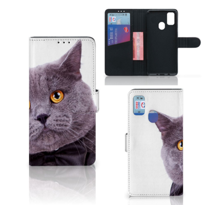 Samsung Galaxy M21 | M30s Telefoonhoesje met Pasjes Kat Samsung Galaxy M21 | M30s Telefoonhoesje met Pasjes Kat