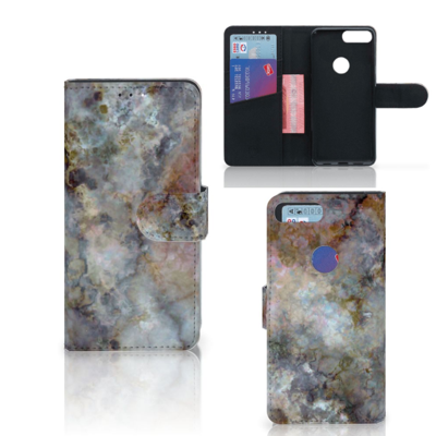 Alcatel 1S (2019) Bookcase Marmer Grijs