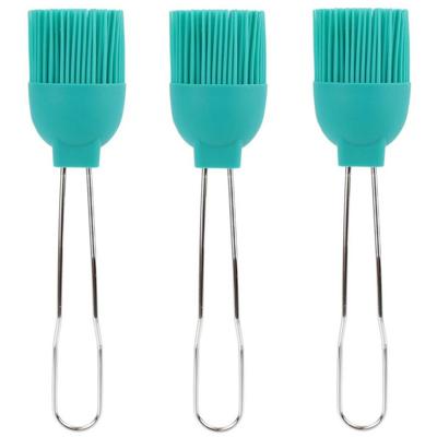 Lily Cook Bakkwasten - 3x - siliconen/metaal - flexibel - invetten - invetkwast - 22 cm - blauw