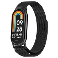 By Qubix - Milanese band - Zwart - Compatible met Xiaomi Smart Band 8 & 9 - Compatible Xiaomi bandje