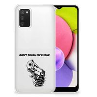 Samsung Galaxy A03S Silicone-hoesje Gun Don't Touch My Phone