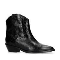 Manfield leren cowboylaarzen crocoprint zwart