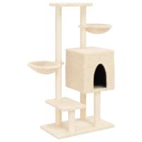 vidaXL Kattenmeubel met sisal krabpalen 117 cm crèmekleurig, kattenpaal, kattenboom, kattenkrabpaal, kattenhuis, kattenmeubel, kattenpalen