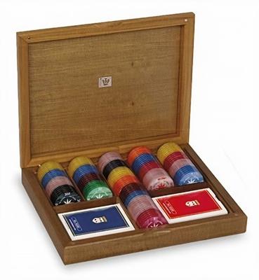 Dal Negro pokerset met chiphouder 27 x 21 x 5,5 cm hout bruin Dal Negro pokerset met chiphouder 27 x 21 x 5,5 cm hout bruin