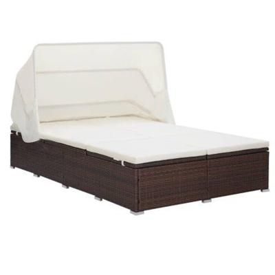 vidaXL Ligbed met kussen 2-persoons poly rattan bruin vidaXL Ligbed met kussen 2-persoons poly rattan bruin