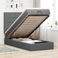 vidaXL Ottoman bed met matras en LED's 100x200cm stof donkergrijs, bedframe, ottoman bedframe, bedframe met opbergruimte onder het bed, bedframe met opbergruimte