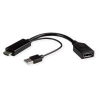 ROLINE 12.03.3147 video kabel adapter 0,15 m HDMI + USB DisplayPort Zwart - thumbnail