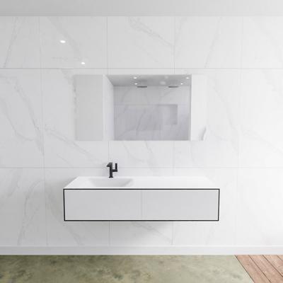 Zaro Lagom volledig naadloos solid surface onderkast 140cm mat zwart met 2 lades Push tot open. Compleet met solid surface wastafel met 1 kraangat(en) Zaro Lagom volledig naadloos solid surface onderkast 140cm mat zwart met 2 lades Push tot open. Compleet met solid surface wastafel met 1 kraangat(en)