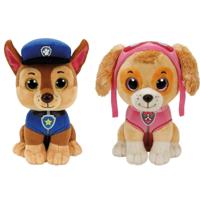 Paw Patrol Knuffels Set Van 2x Karakters Chase En Skye 15 Cm - Kinder Speelgoed Hondjes