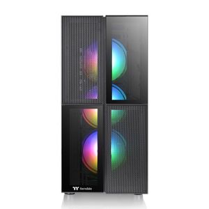 Thermaltake CA-1W1-00M1WN-01 Midi-tower PC-behuizing Zwart 3 voorgeïnstalleerde LED-ventilators, LCS-compatibel, Zijvenster, Geschikt voor DIY-waterkoeling,