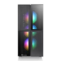 Thermaltake CA-1W1-00M1WN-01 Midi-tower PC-behuizing Zwart 3 voorgeïnstalleerde LED-ventilators, LCS-compatibel, Zijvenster, Geschikt voor DIY-waterkoeling, - thumbnail