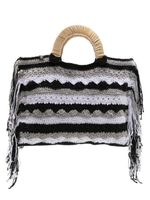 Nannacay sac cabas rayé Vera en crochet - Noir