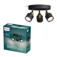 Philips Niall Spot - Plafondspot met drie lichtpunten - Zwart met goud design - GU10 LED fitting - Ronde basisplaat
